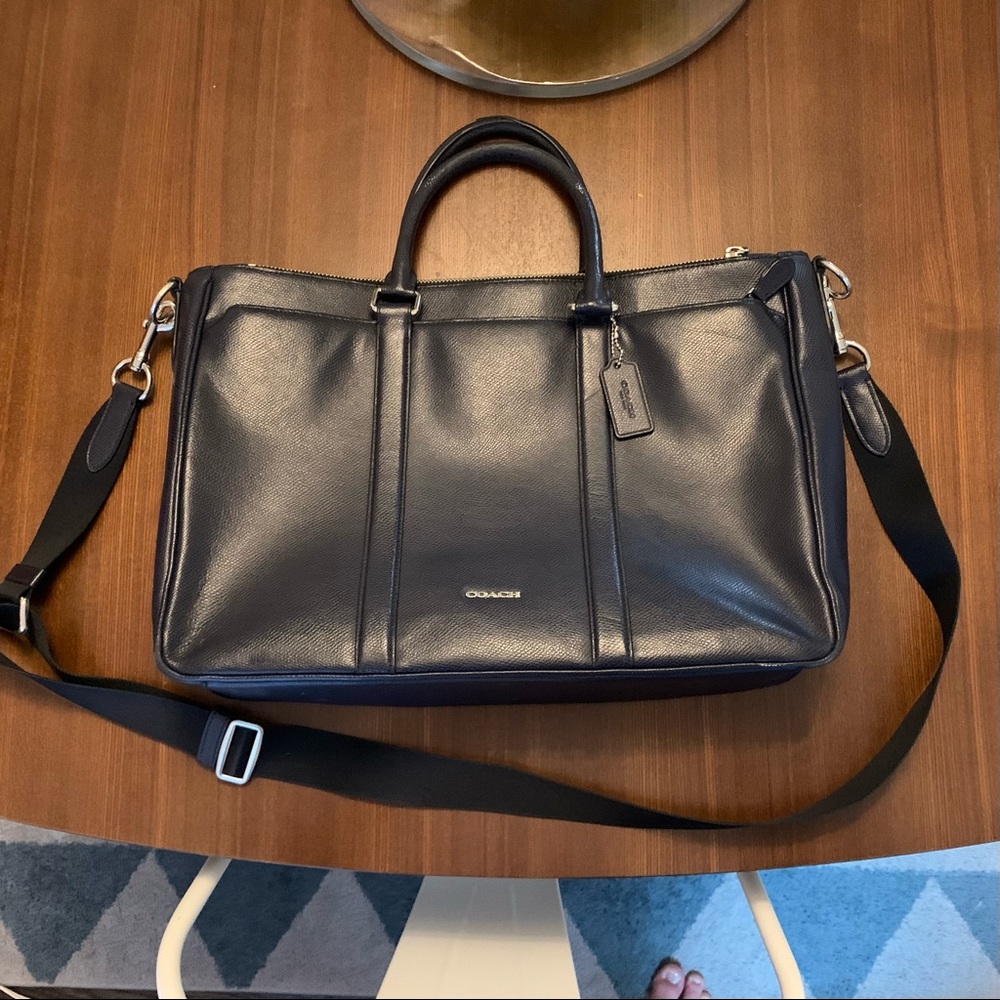 Coach blue leather briefcase/computer bag